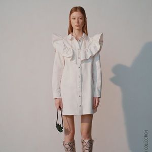 Zara Ruffle Jean White Dress Collar, jacket